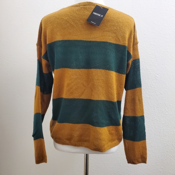 NWT Forever 21 Striped Crewneck Sweater SW11 - Picture 3 of 6